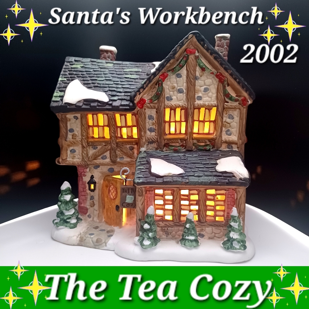 VINTAGE The Cozy Tea Lighted House Santa's Workbench 2002 - Picture 10 of 10
